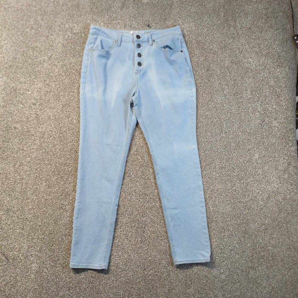 No Boundaries Jeans Womens 15 Light Blue Skinny High Rise Button Fly NJ38B788K